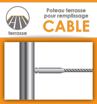 Poteau pr�mont� pour garde-corps � c�ble - Terrasse