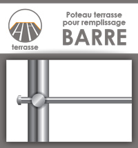 Poteau pr�mont� pour garde-corps � barre - Terrasse