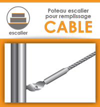 Poteau pour escalier (remplissage cable)