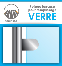 Poteau pr�mont� pour garde-corps en verre  Terrasse