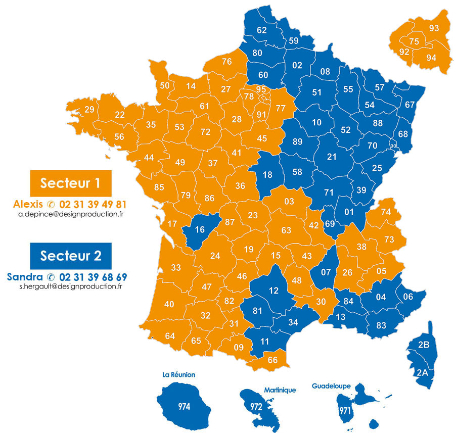 R�partition d�partementale des secteurs commerciaux
