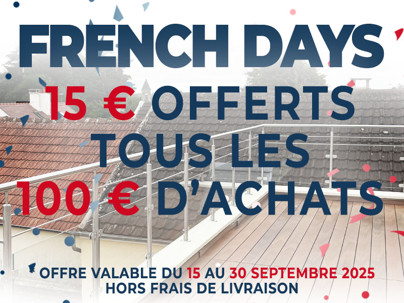 15€de réduction tous les 100€ d'achats !