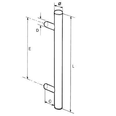 Poignée forme bâton en inox brossé diamètre 12 mm grandes tailles