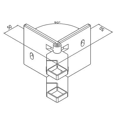 Platine de fixation d'angle modèle carré