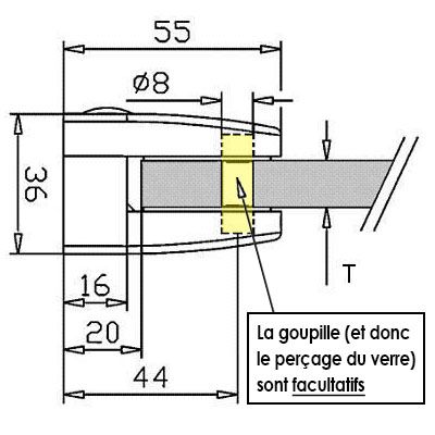 Pince à verre carrée pour surface plane en inox 316 - A4