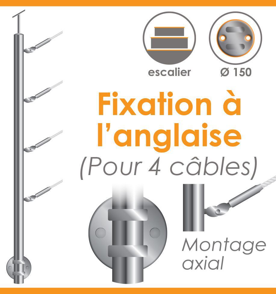 Câble inox Ø 4 mm avec deux tendeurs orientables