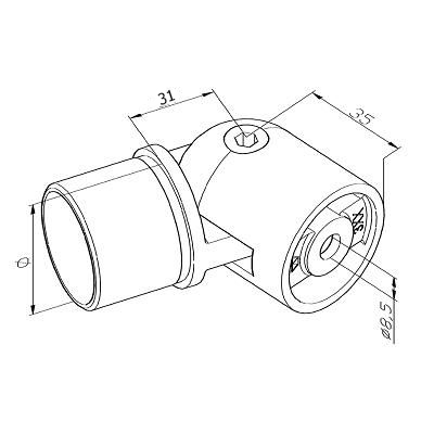 Adaptateur orientable plat/tube NOIR ANTHRACITE