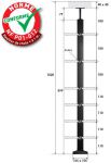 POTEAU PREMONTE CARRE 40 x 40 x 2 mm - POUR 6 TIGES Ø12 mm - FIXATION A LA FRANçAISE 