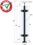 POTEAU PREMONTE Ø42,4 x 2 mm - VERRE TOTAL - FIXATION à LA FRANçAISE