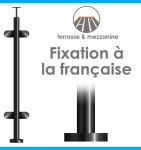 POTEAU PREMONTE Ø42,4 x 2 mm - VERRE TOTAL - FIXATION à LA FRANçAISE