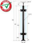 KIT POTEAU CARRé - FIXATION à LA FRANçAISE - 40 x 40 x 2 mm - VERRE TOTAL