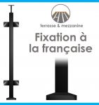 KIT POTEAU CARRé - FIXATION à LA FRANçAISE - 40 x 40 x 2 mm - VERRE TOTAL