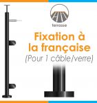 POTEAU PREMONTE Ø42,4 x 2 mm - POUR 1 CABLE + VERRE- FIXATION à LA FRANçAISE - BLACK