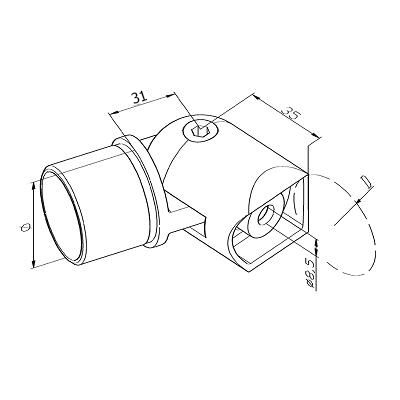 Adaptateur orientable tube/tube Inox 316 Poli