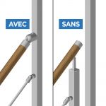 Adaptateur inox orientable pour poteaux carr&eacute; et Main courante bois