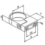 Bride de fixation pour tube Ø33,7- 42,4- 48,3 mm