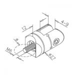 Charnière pour profil rond - aspect inox brossé