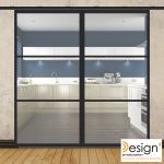 Double porte coulissante H 2088 x L 1067 mm - 3 verres horizontaux
