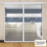 Double porte coulissante H 2088 x L 1067 mm - 3 verres horizontaux