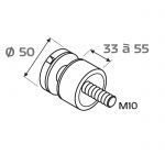 Entretoise Ø50 mm pour verre fond plat - hauteur ajustable