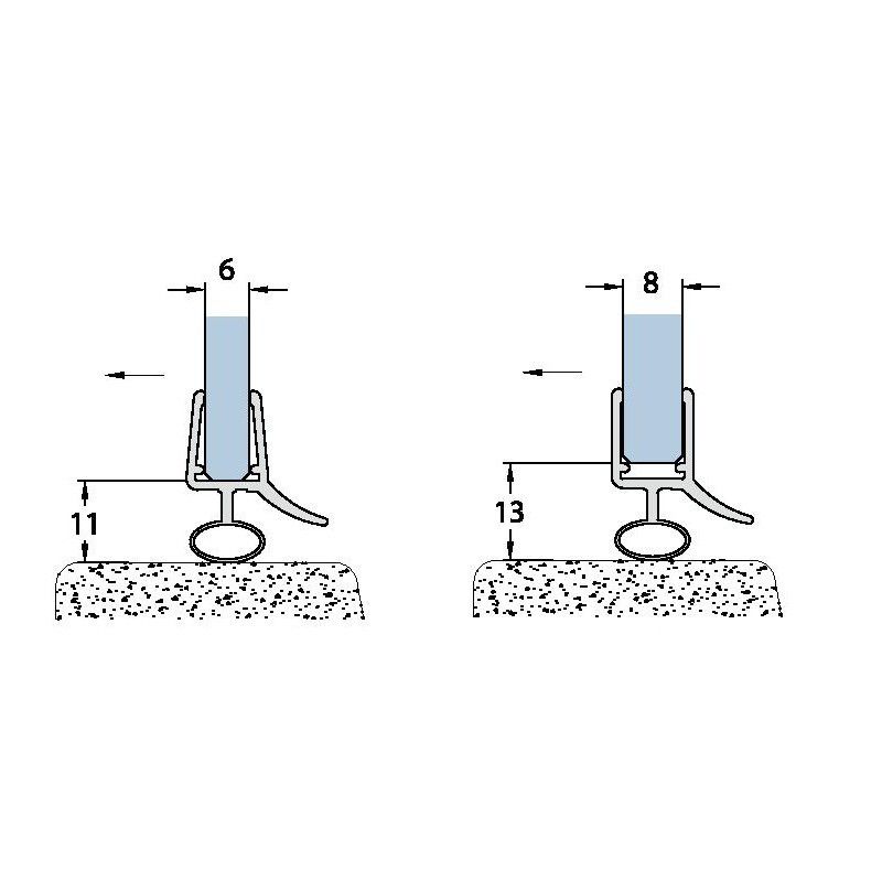 Joint étanche avec bourrelet pour paroi douche 6-8mm d'épaisseur