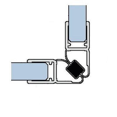 Joint d'étanchéité magnétique à 90° - Longueur 2010/2500 mm - Ep. verre 6-8  mm