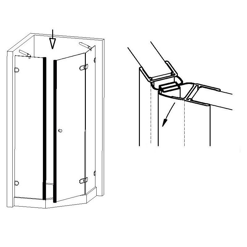 Joint d'étanchéité magnétique à 135° pour paroi de douche en verre