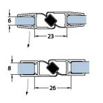 Joint magnétique 180° - Longueur 2010/2500 mm - Ep. verre 6-8 mm