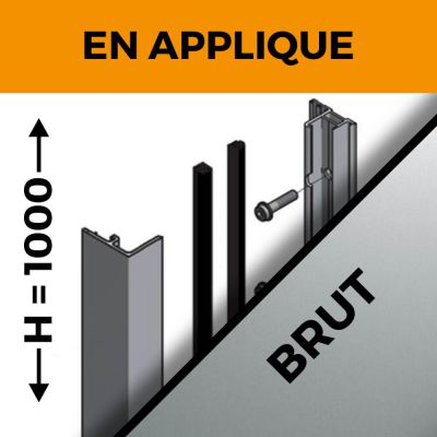 KIT GARDE-CORPS BALCON A LA FRAN�AISE - Hauteur 1000 mm - Aluminium BRUT - Verre hors fourniture