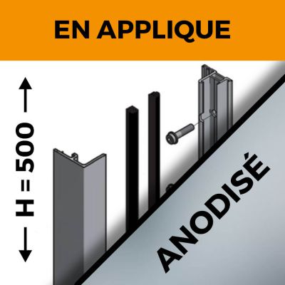 KIT GARDE-CORPS BALCON A LA FRAN�AISE - Hauteur 500 mm - Aluminium anodis� naturel - Verre hors fourniture