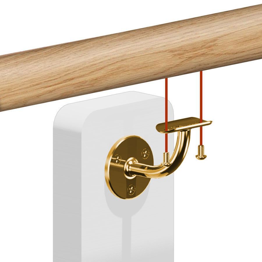 Kit main courante bois - ch&ecirc;ne brut - interieur - support aspect laiton poli