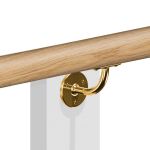 Kit main courante bois - ch&ecirc;ne brut - interieur - support aspect laiton poli