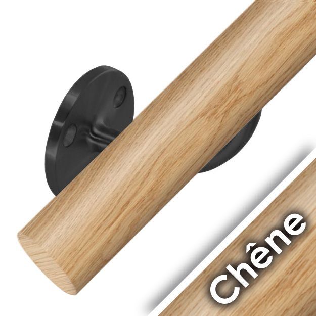 Kit main courante bois - ch&ecirc;ne brut - interieur - support dark