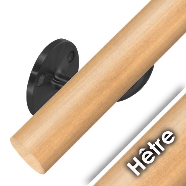 Kit main courante bois - h&ecirc;tre brut - interieur - support Dark