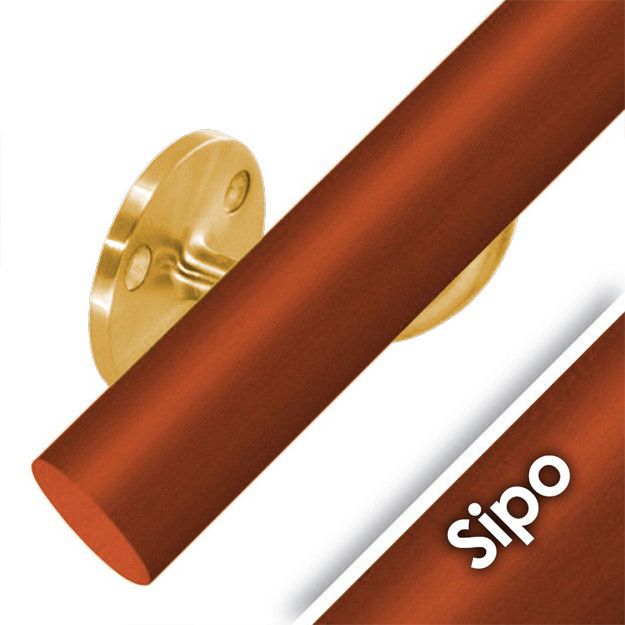 Kit main courante bois - sipo - int&eacute;rieur - support aspect laiton poli