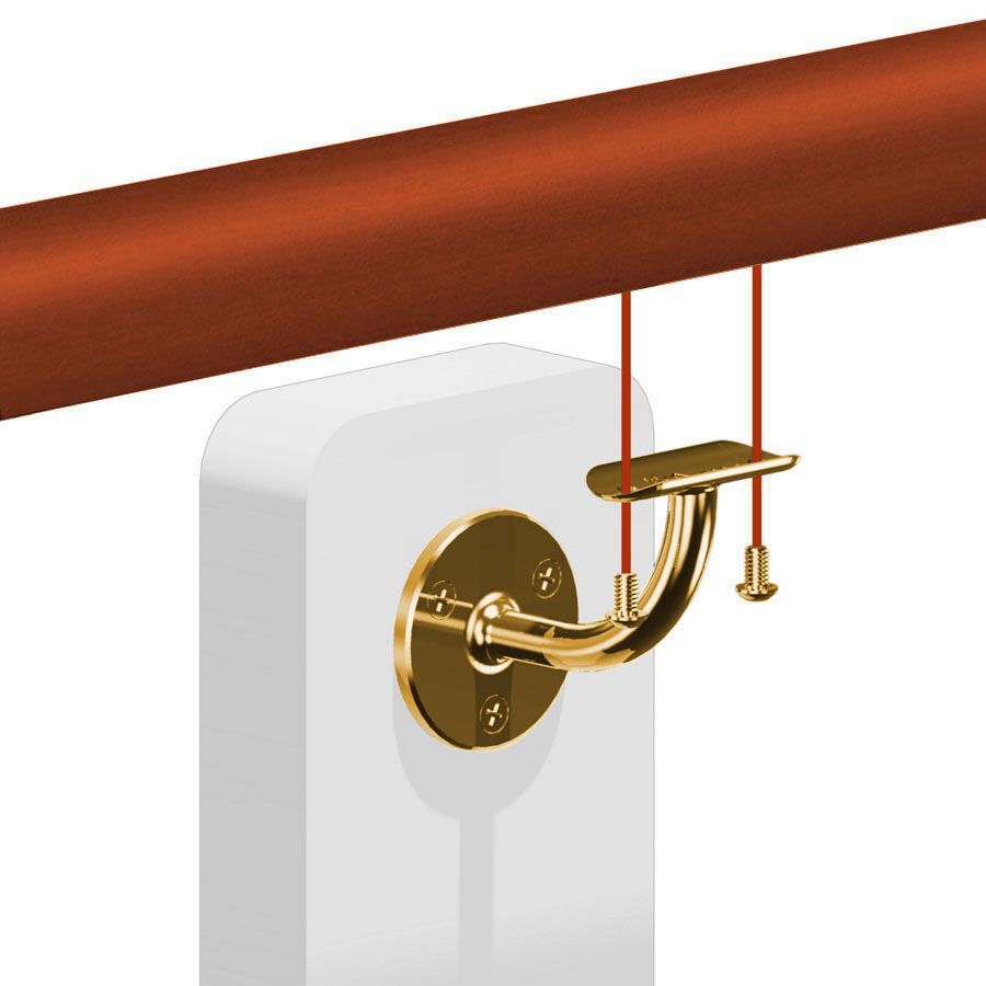 Kit main courante bois - sipo - int&eacute;rieur - support aspect laiton poli