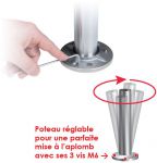 KIT POTEAU - FIXATION à LA FRANçAISE - Ø42,4 x 2 mm - 2 TIGES Ø12 mm + VERRE