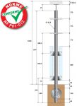 POTEAU PREMONTE Ø42,4 x 2 mm - POUR 2 TIGES Ø12mm + VERRE - FIXATION ANGLAISE