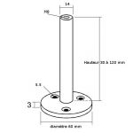 PIED POUR PINCE - H 30 à 120 mm -TIGE Ø14, PLATINE  Ø60 mm