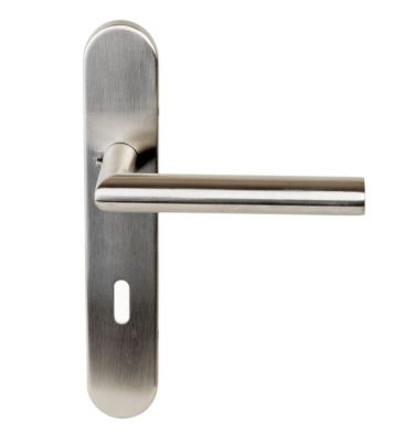 Plaque de porte inox avec b�quille ronde angle vif