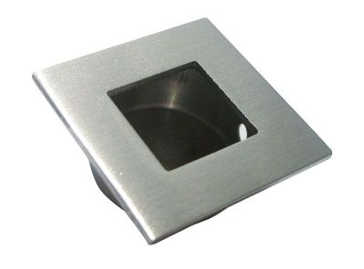 Poign�e cuvette carr�e inox pour porte bois
