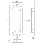 Poignée cuvette ovale inox avec trou pour porte bois