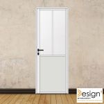 Porte battante H 2040 x L 730 mm - 2 verres verticaux + soubassement bois + béquille