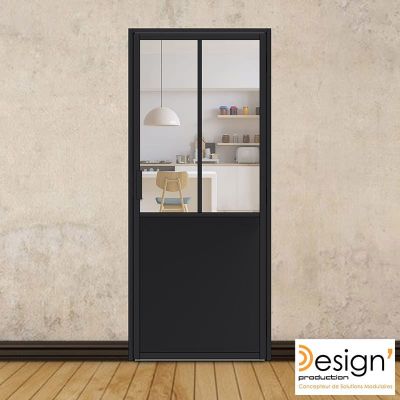 Porte battante H 2040 x L 830 mm - 2 verres verticaux + soubassement t�le plane
