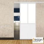 Porte coulissante H 2088 x L 967 mm - 3 verres horizontaux