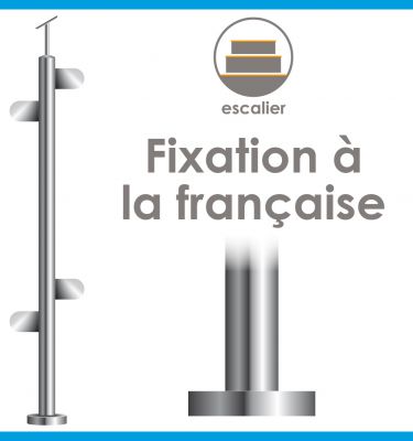 POTEAU PREMONTE - FIXATION � LA FRAN�AISE - �42,4 x 2 mm - VERRE TOTAL