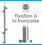 POTEAU PREMONTE - FIXATION à LA FRANçAISE - Ø42,4 x 2 mm - VERRE TOTAL