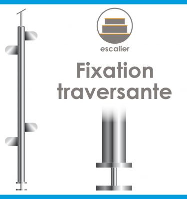 POTEAU PREMONTE - FIXATION TRAVERSANTE - �42,4 x 2 mm - VERRE TOTAL