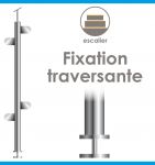 POTEAU PREMONTE - FIXATION TRAVERSANTE - Ø42,4 x 2 mm - VERRE TOTAL