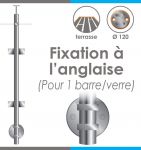 POTEAU PREMONTE - Ø42,4 x 2 mm - POUR 1 TIGE Ø12 mm + VERRE - FIXATION à L\'ANGLAISE